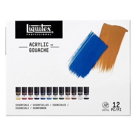 LIQUITEX Liquitex 2003816 37-50 oz Acrylic Gouaches; Assorted Essential Color - Set of 12 2003816
